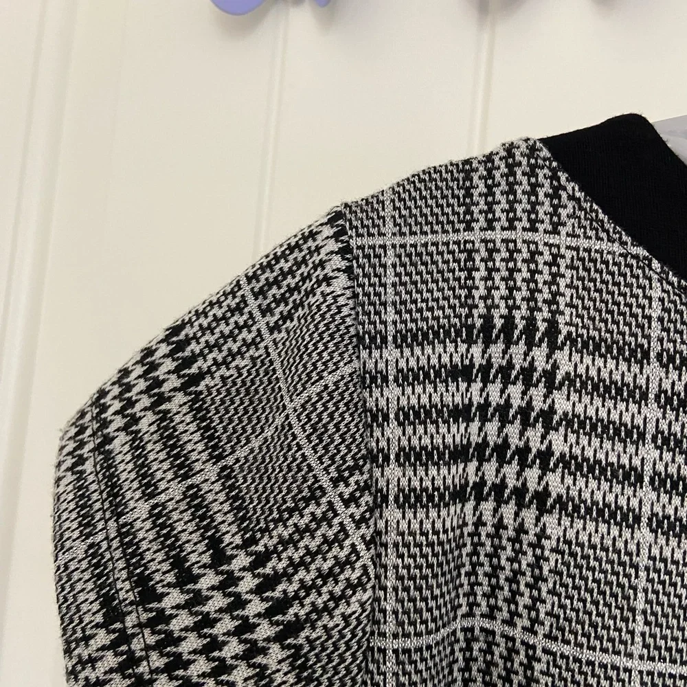 EUC Children’s Place girl’s black white plaid bow belt zip dress‎ size 12